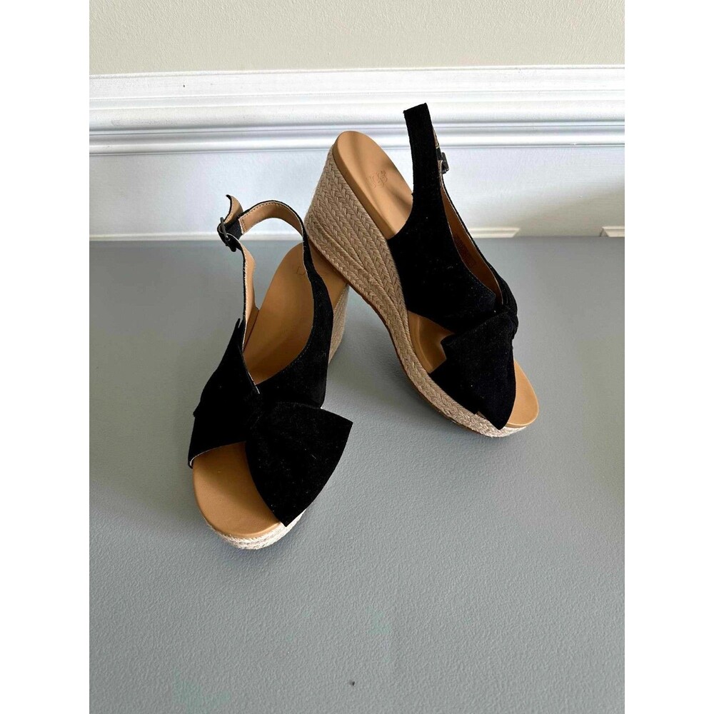UGG Womens Slingback wedge sandals Size 9.5 black N37